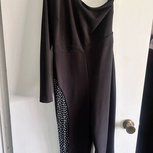 Elegant Black Jumpsuit with Rhinestone Detail